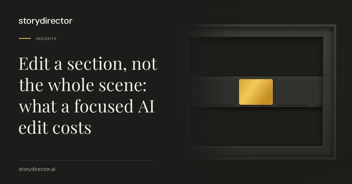 A charcoal card with a film timeline strip, one short segment highlighted in gold.